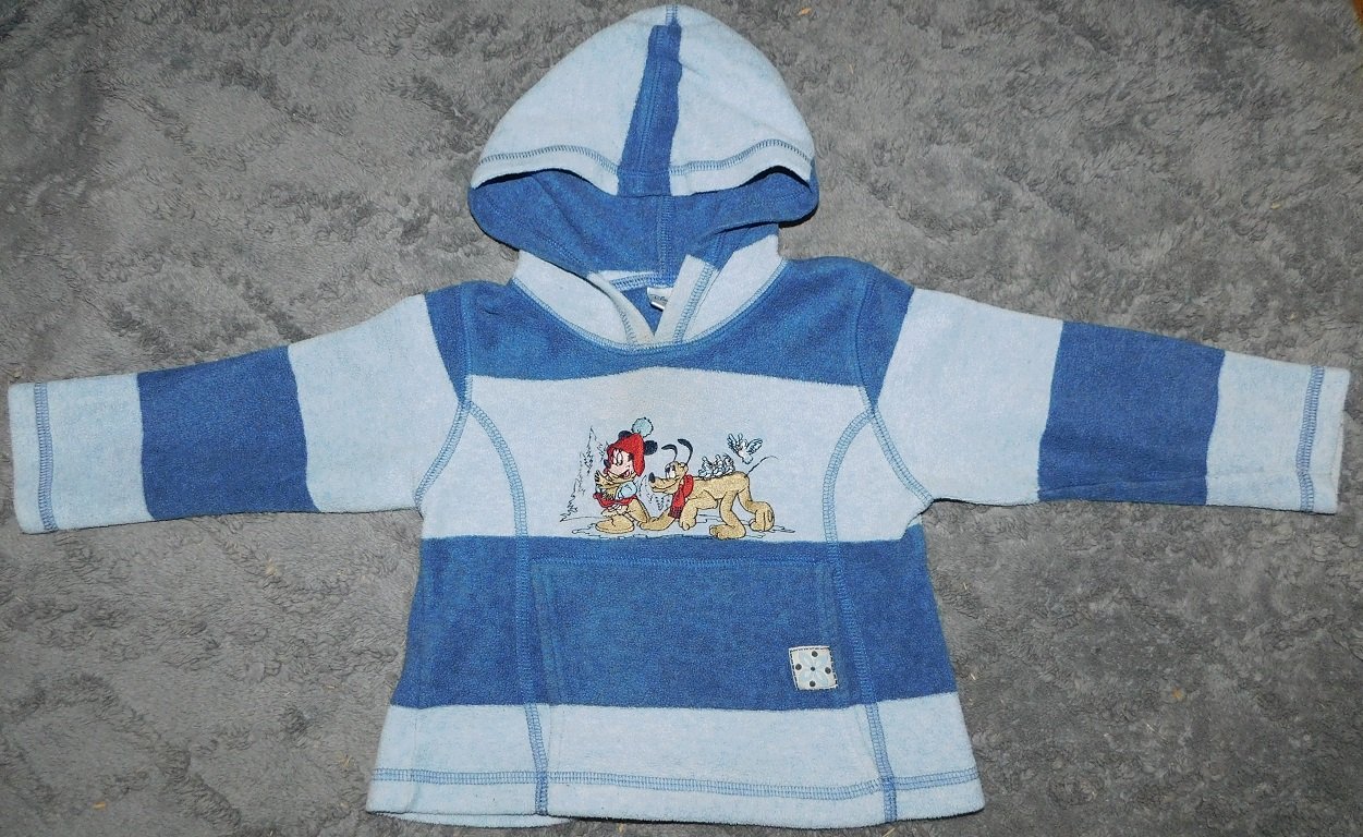 Gr.86-92 Hoodie Fleece blau gestreift Mickey Goofy - C&A