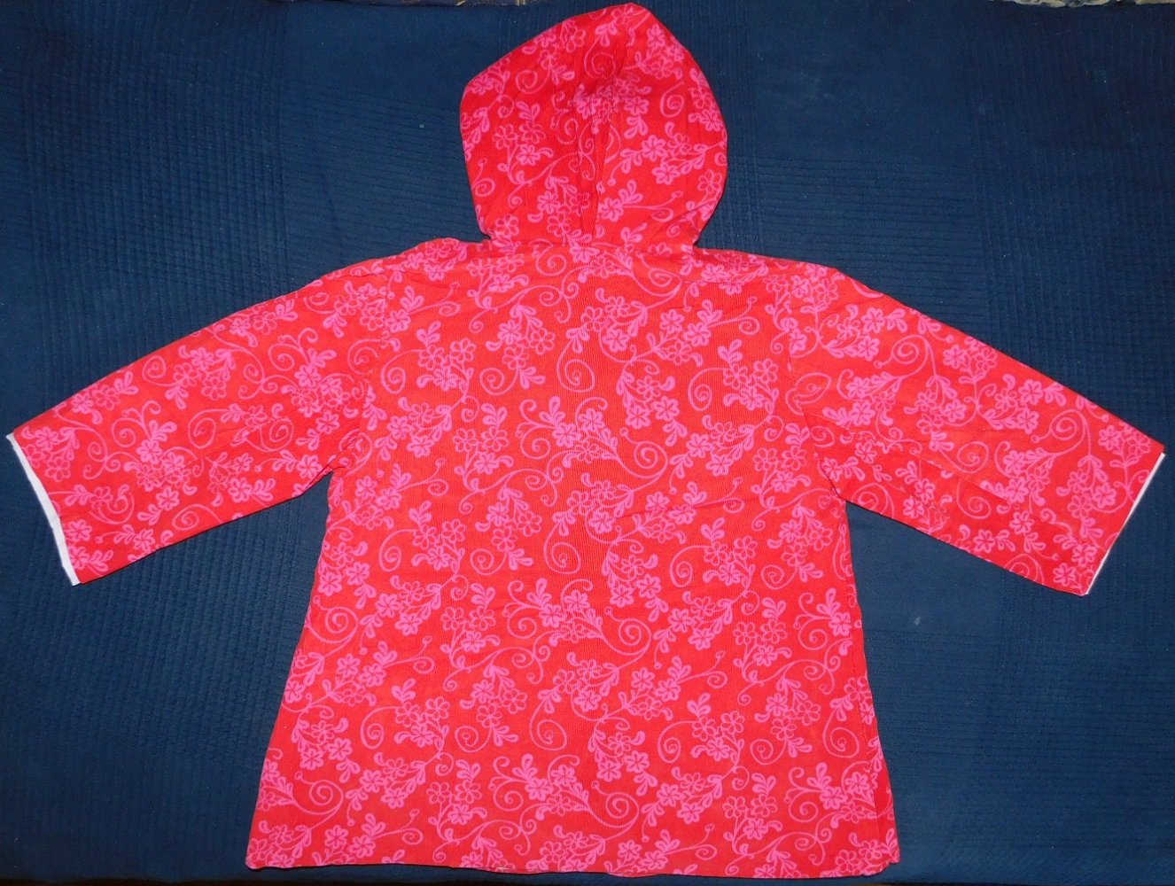 98-104 Mantel Übergang Feindord rot rosa - Handarbeit