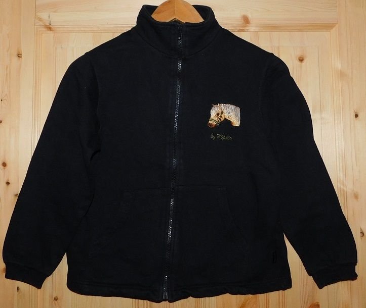 Gr.134 Sweatjacke Baumwolle mit Pferd