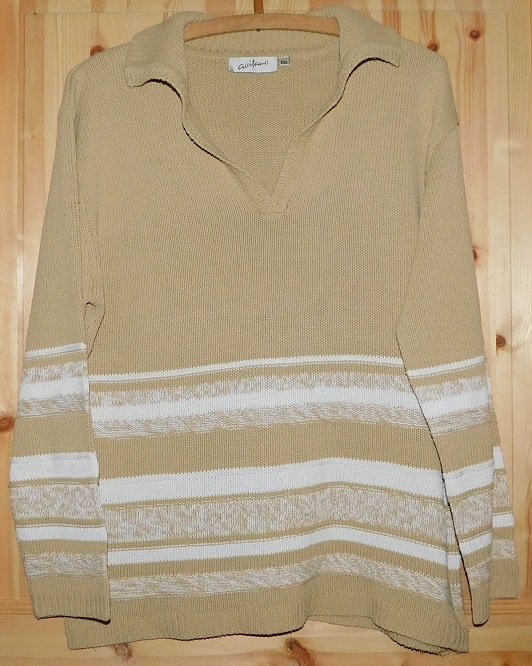 Gr.XXL (Gr.46) Pullover Polokragen beige weiß - Kaufhof