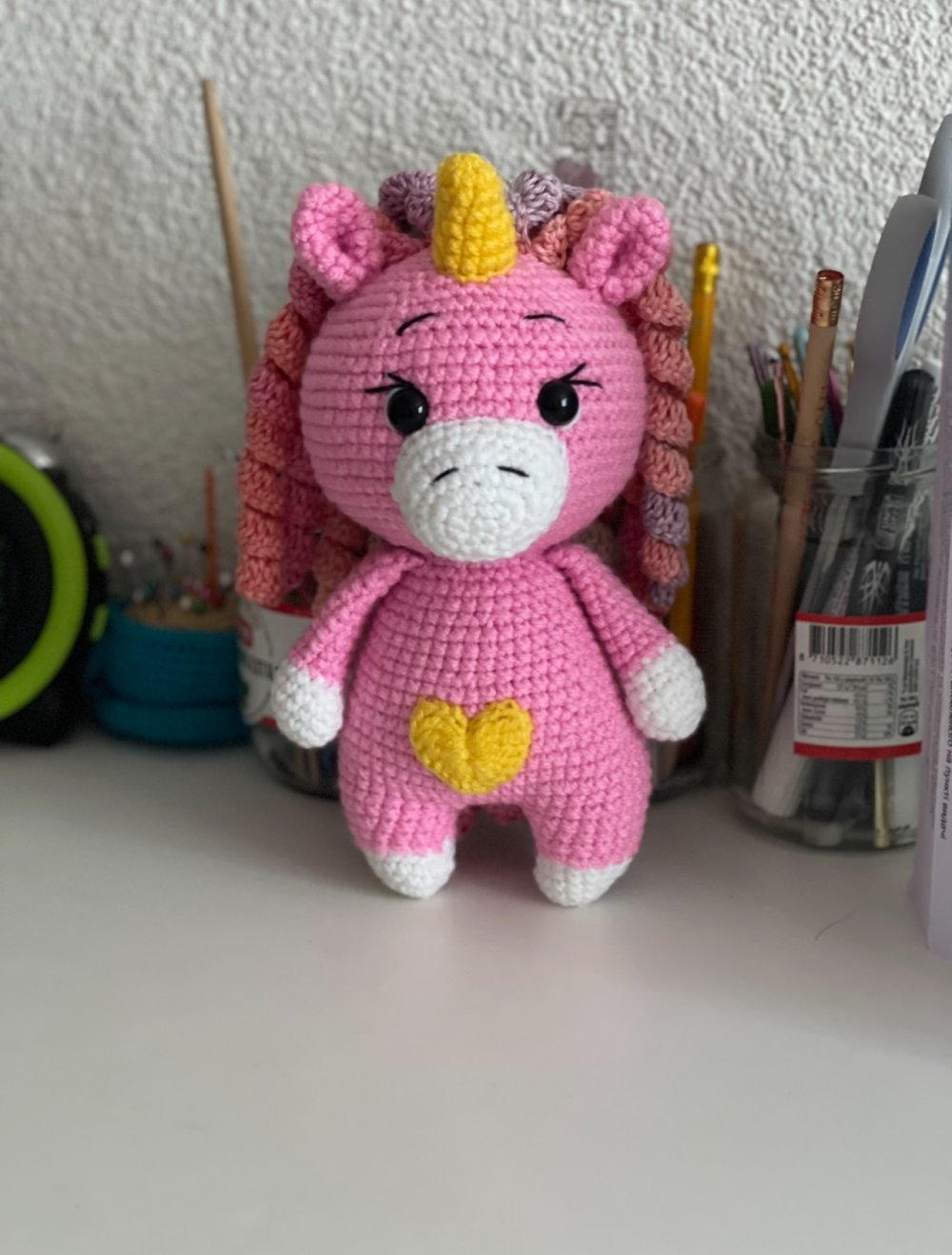 Häkeln Einhorn-Spielzeug rosa