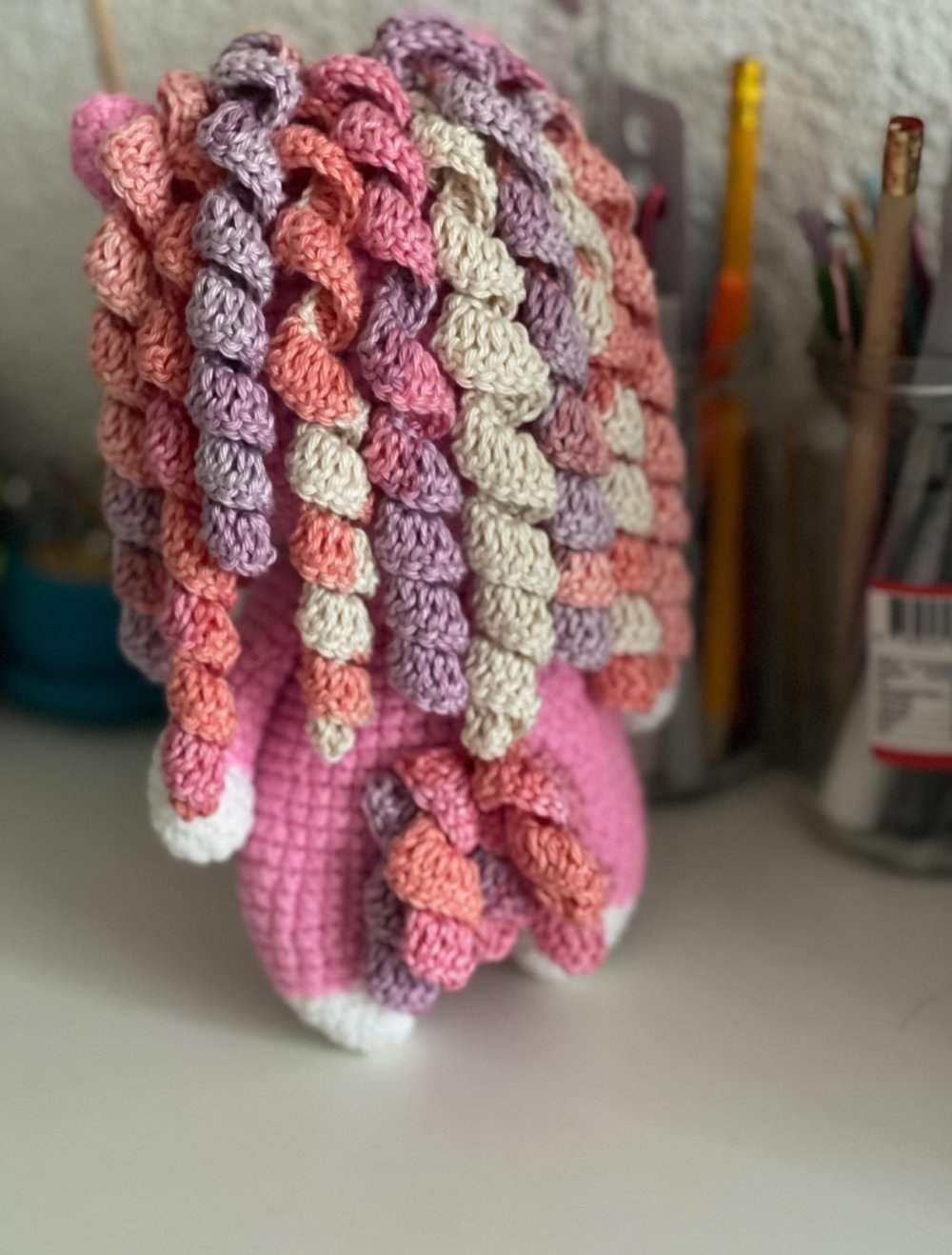 Häkeln Einhorn-Spielzeug rosa