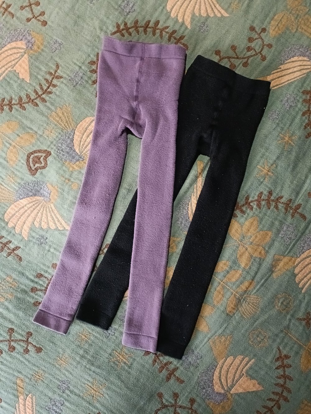 116/122, 2 Leggings,lila,schwarz, Thermoleggings,warm