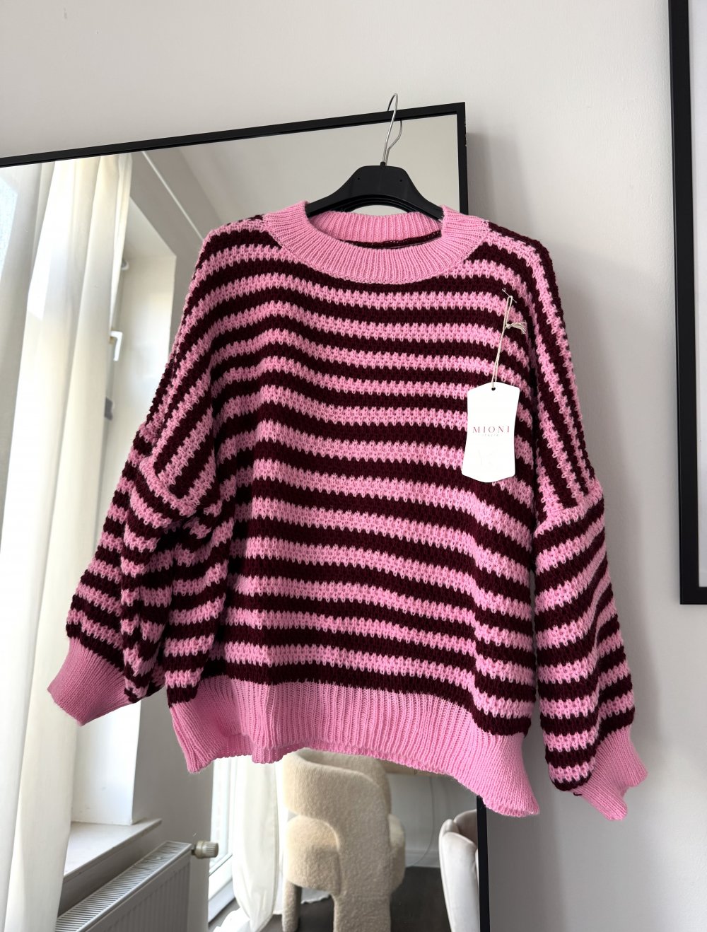 Strickpullover Pulli gestreift pink rosa rot Einheitsgröße von Mioni Neu