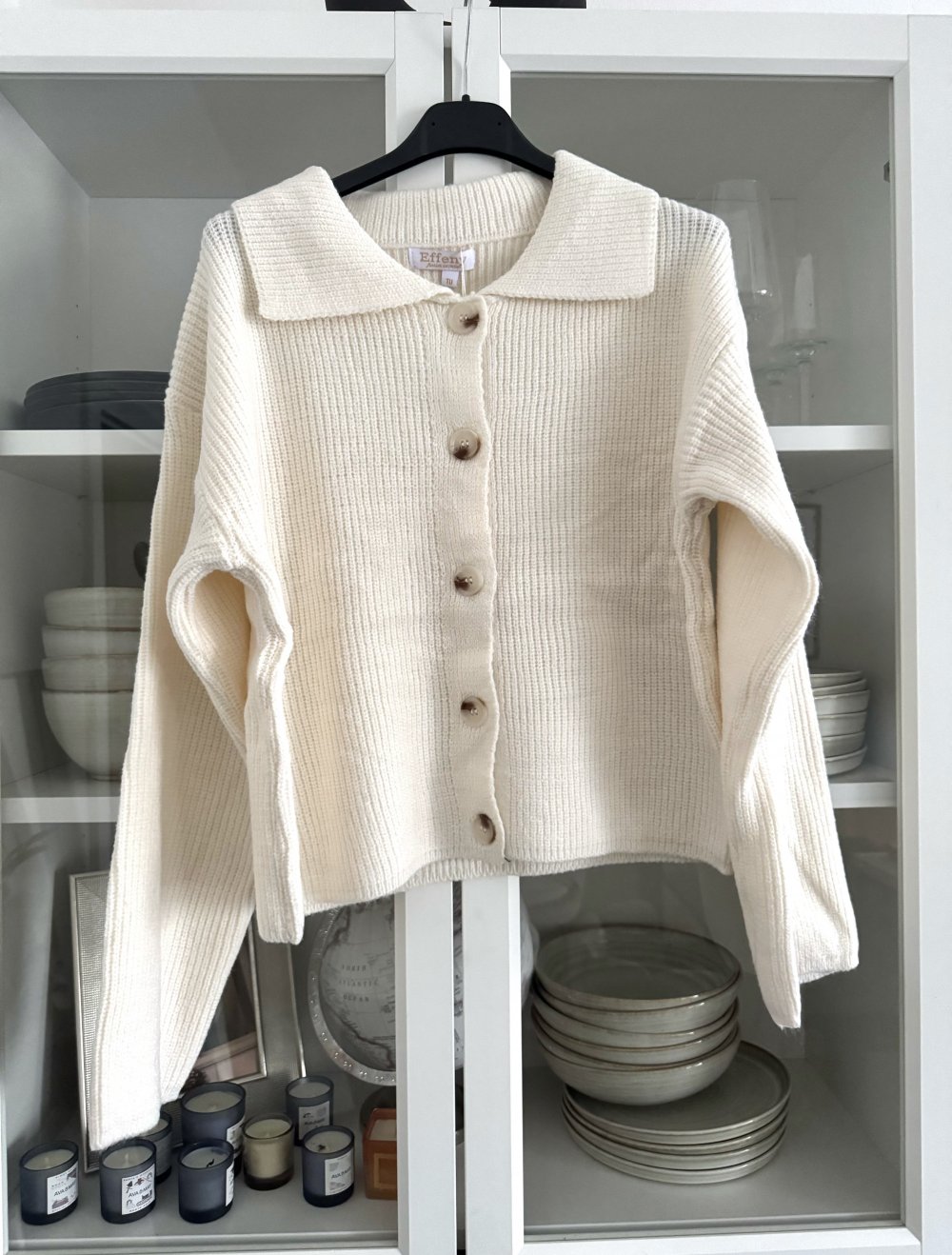 Strickjacke Pullover beige weiß Creme Cradigan Effeny Jacke Neu Einheitsgröße