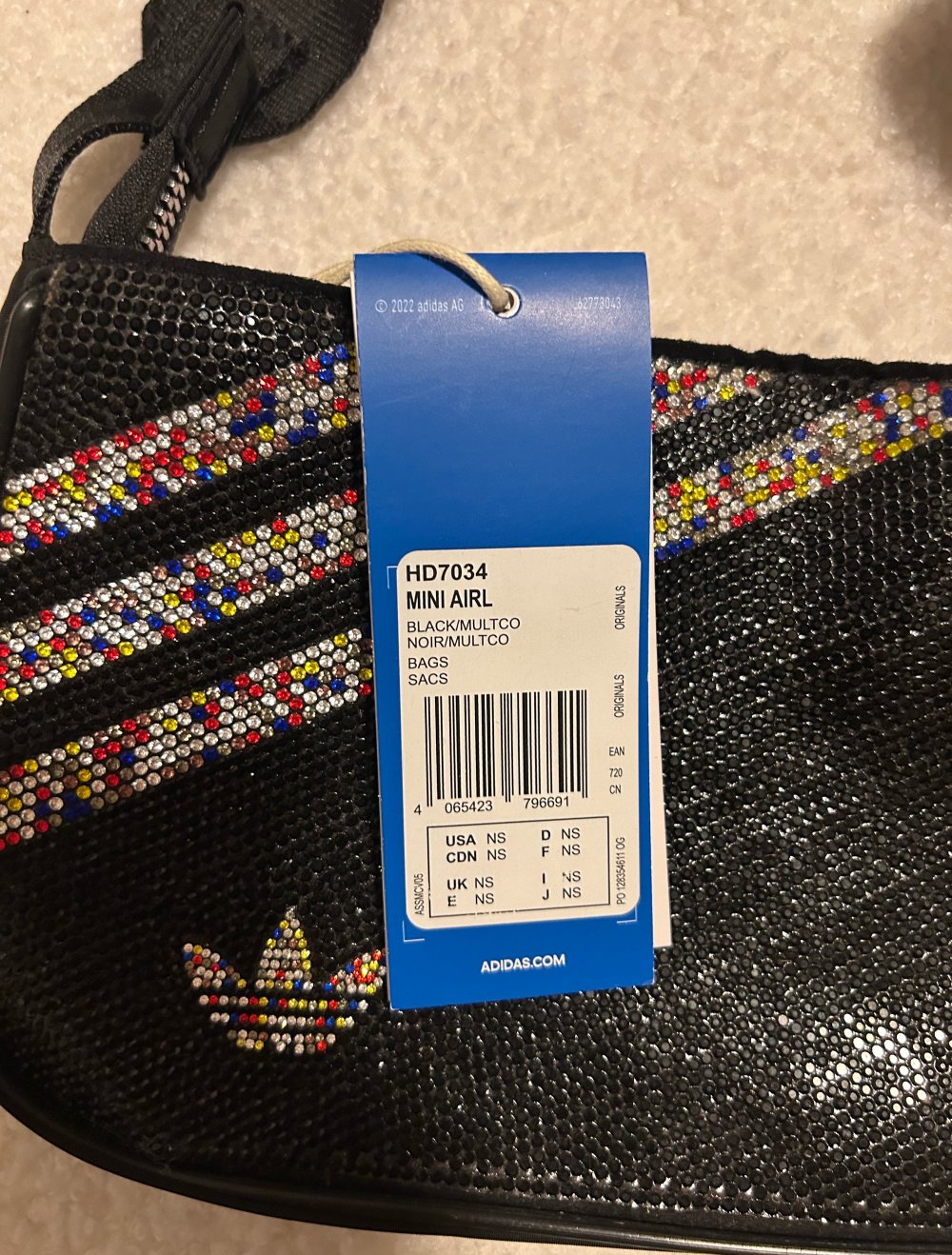 Kleine Adidastasche mit Glitzer