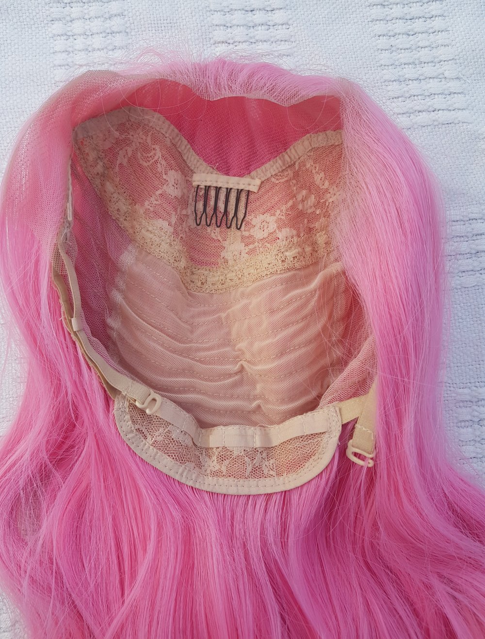 Perücke pink gewellt lange perücke rosa kunsthaar Fasching cosplay perücke