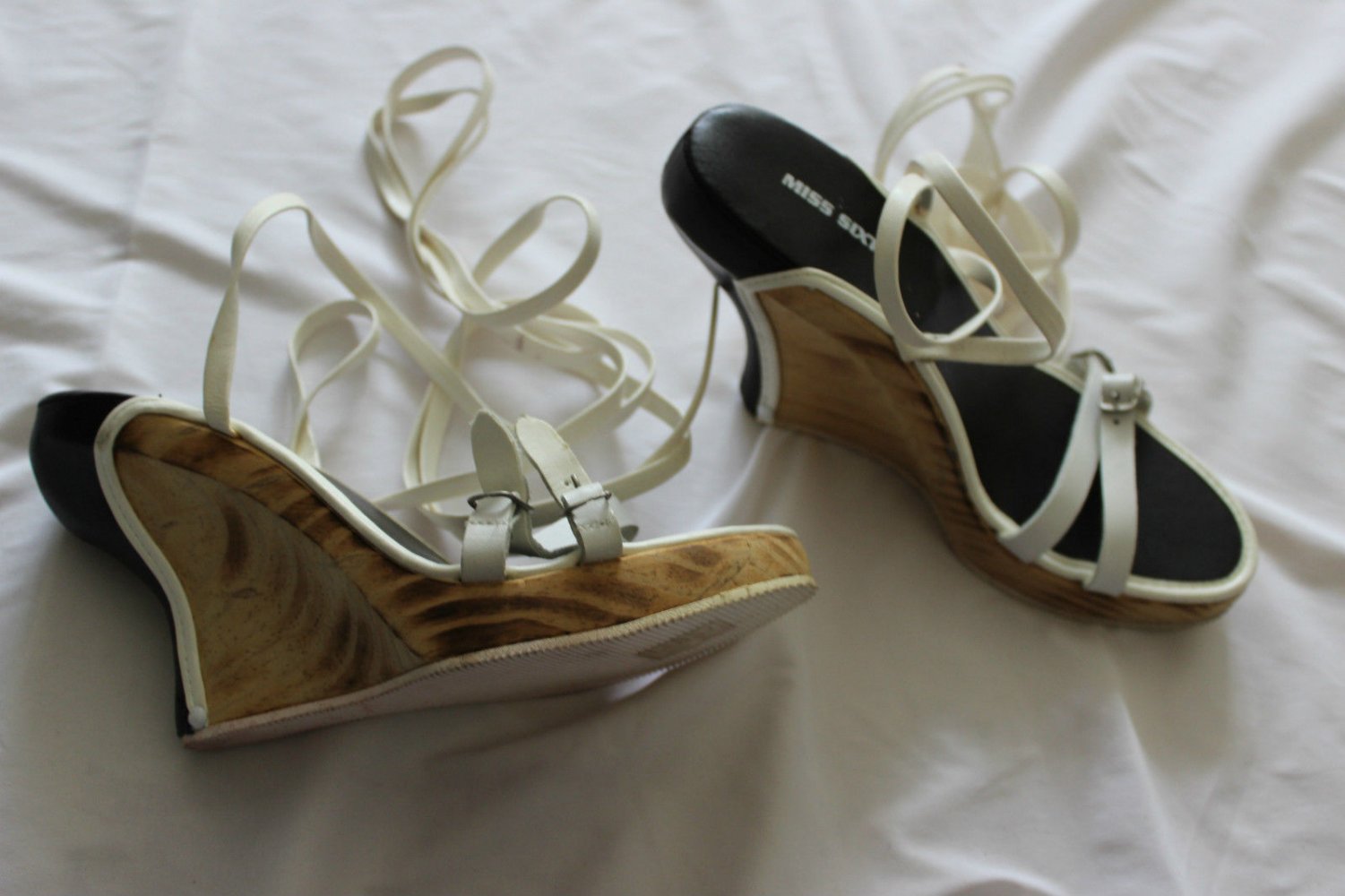 Miss Sixty Holz Plateau Hippie Mules Clogs Pantoletten Wedges 39