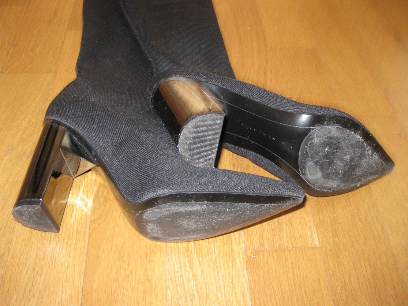 Zara Strumpf Overknee Stretch Schlupfstiefel schwarz 40