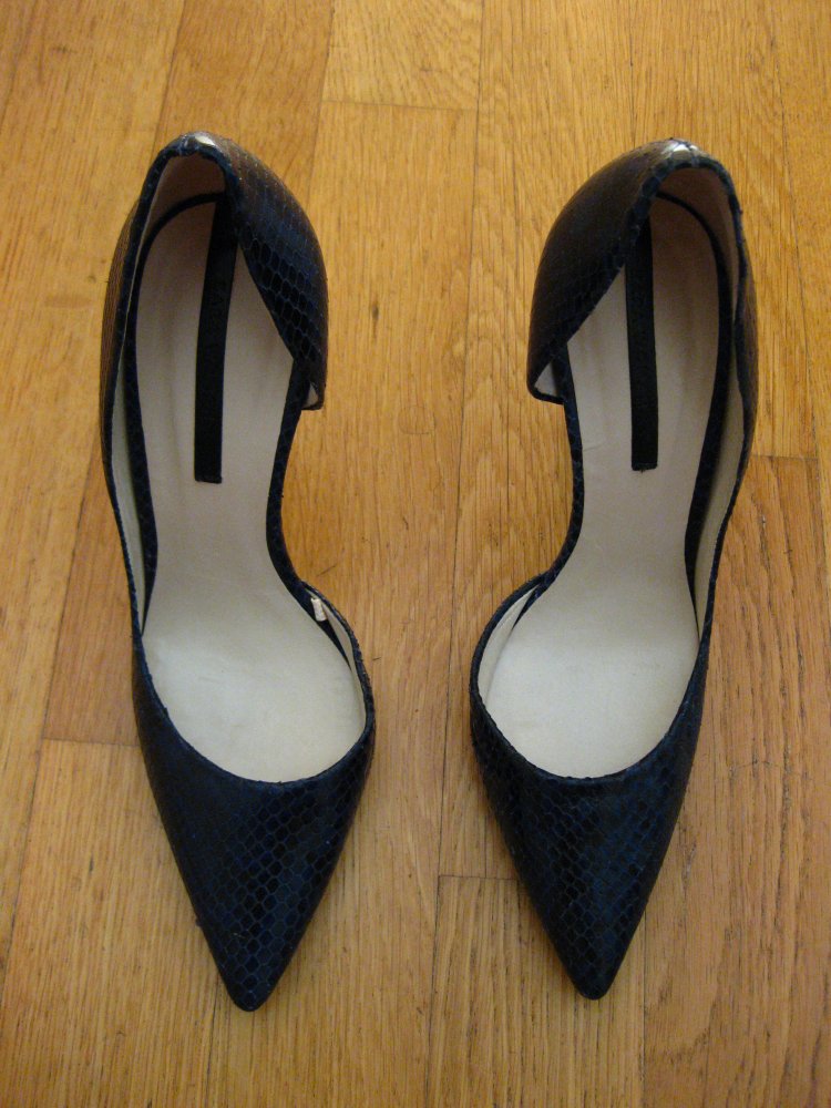 Zara High Heel blau Snake Leder Cut Out D'Orsay Pumps 38