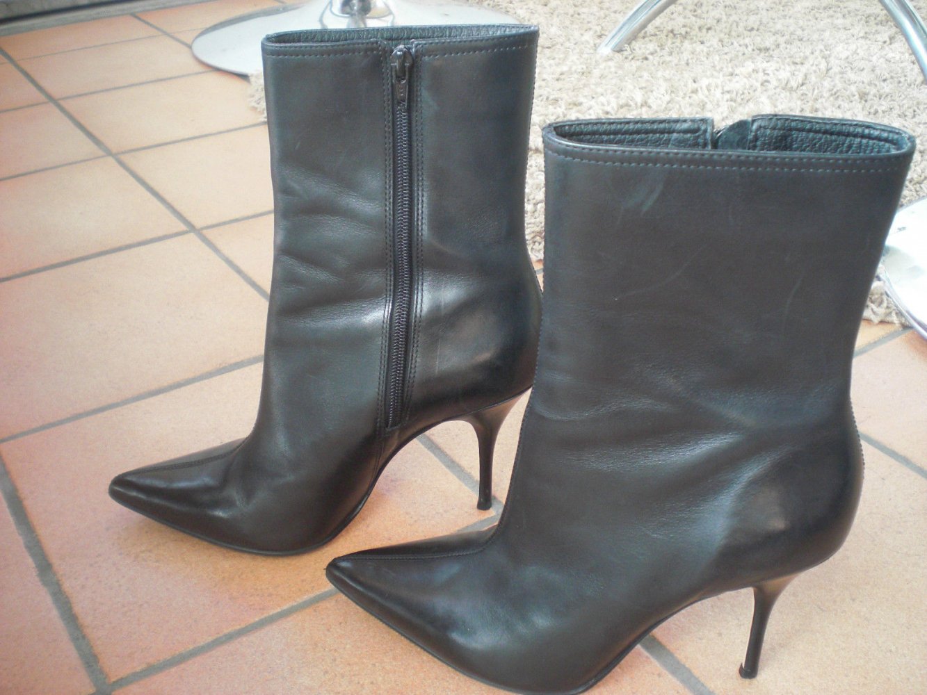 Buffalo Stiefeletten schwarz spitz Stiletto sexy Leder 40
