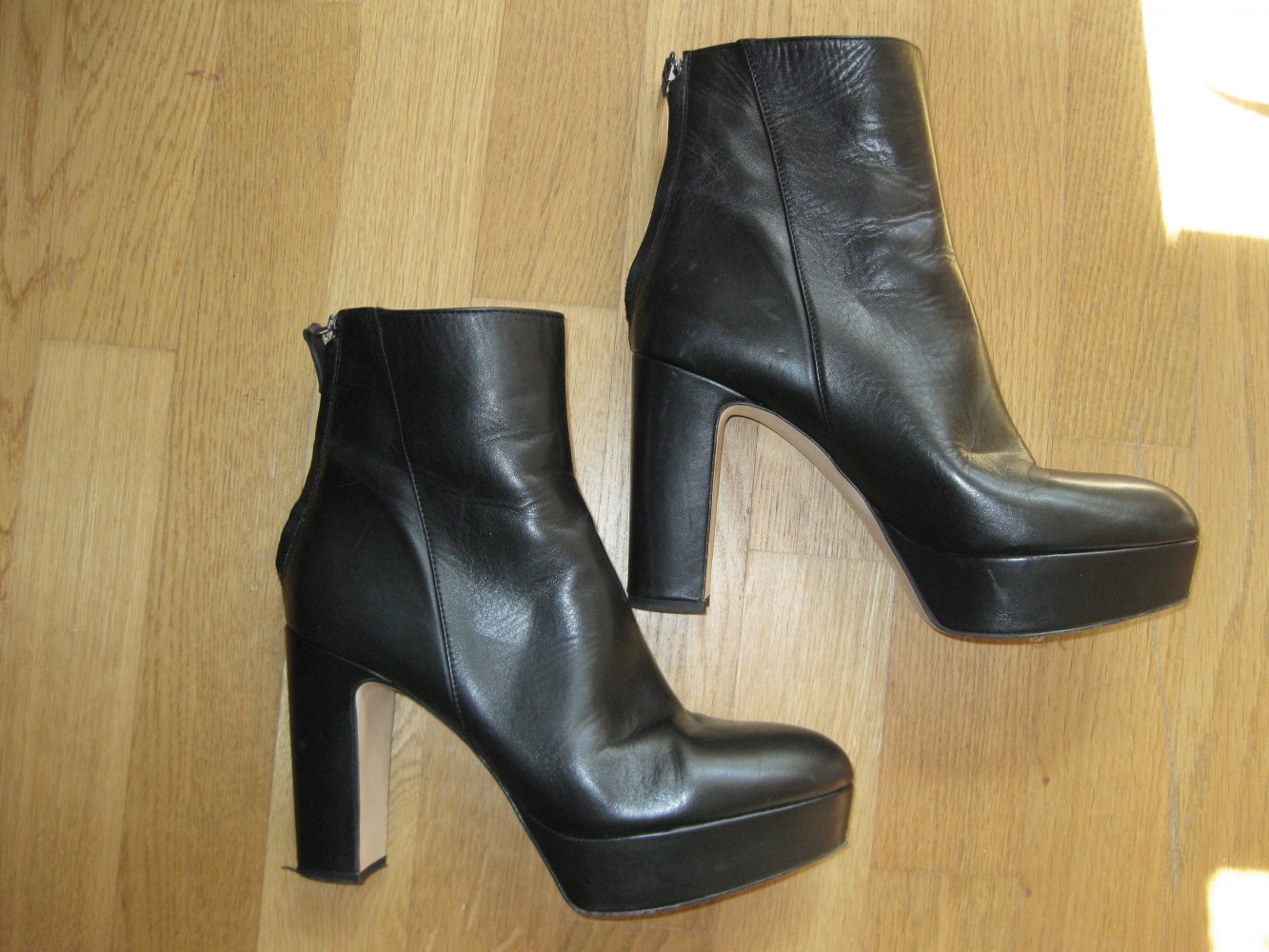 Zara Stiefeletten schwarz Plateau Leder 40