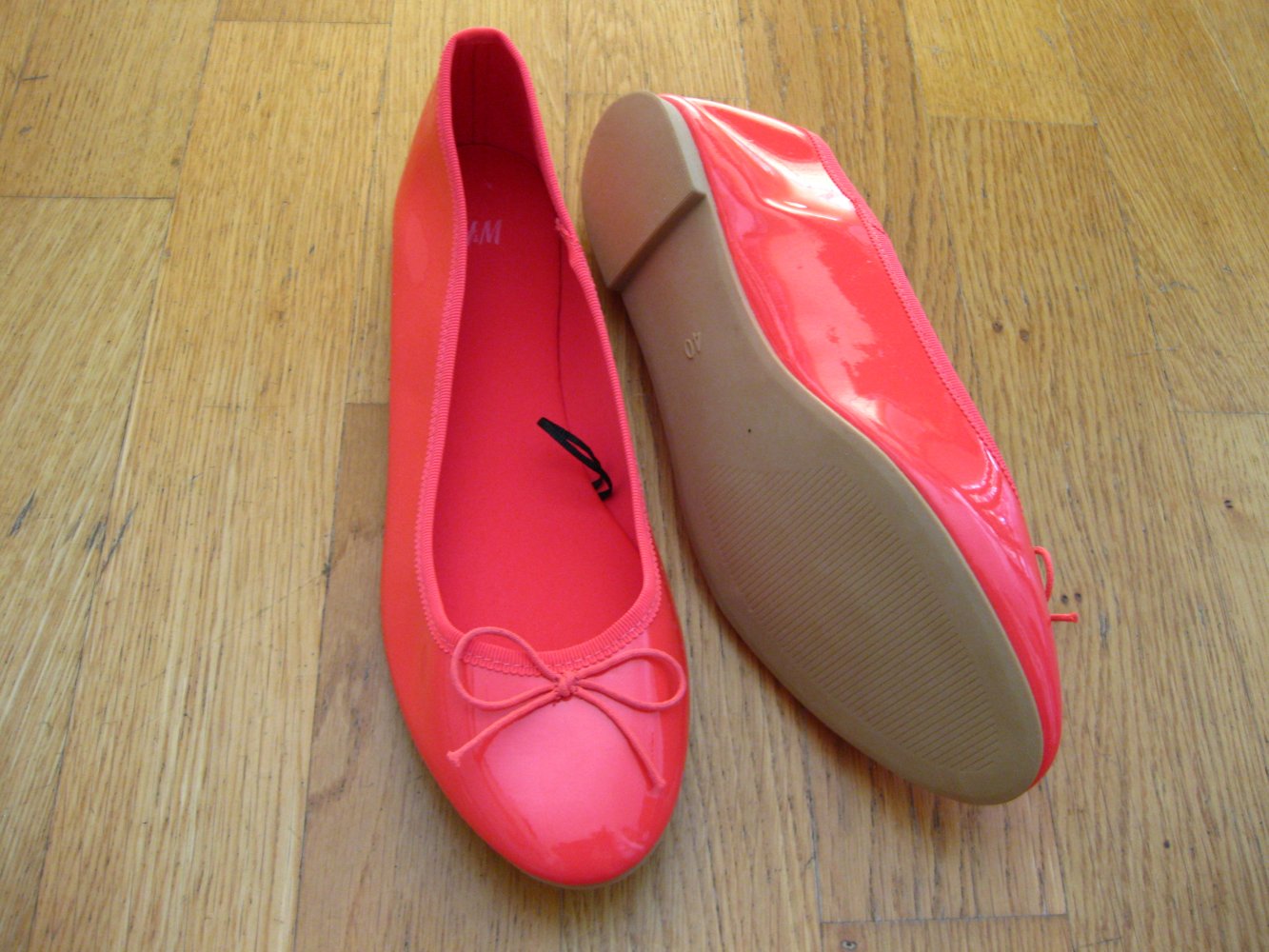 NEU H&M Lack Gummi Pink Ballerinas 40