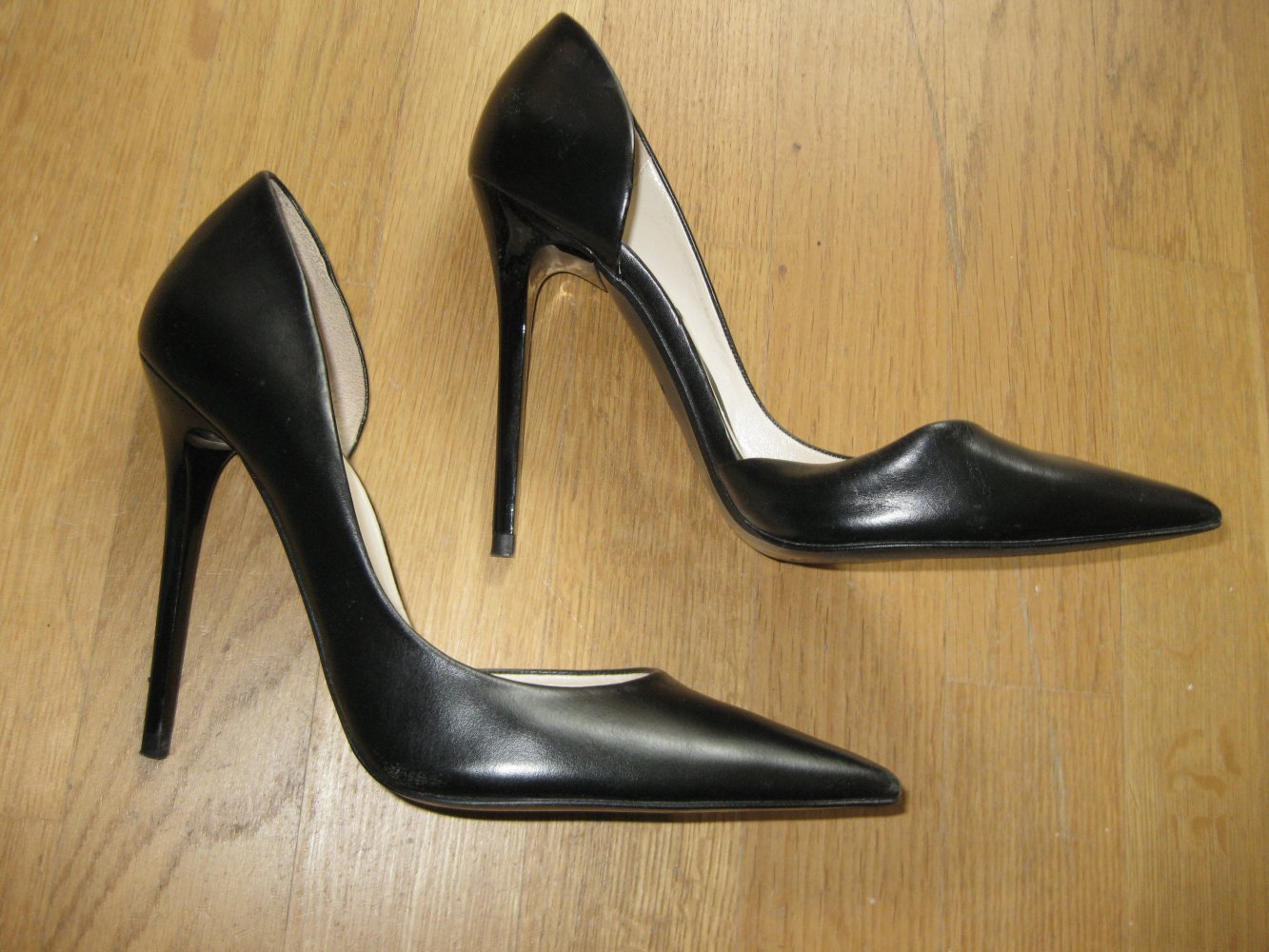 Zara High Heel schwarz Leder Cut Out D'Orsay Pumps 40