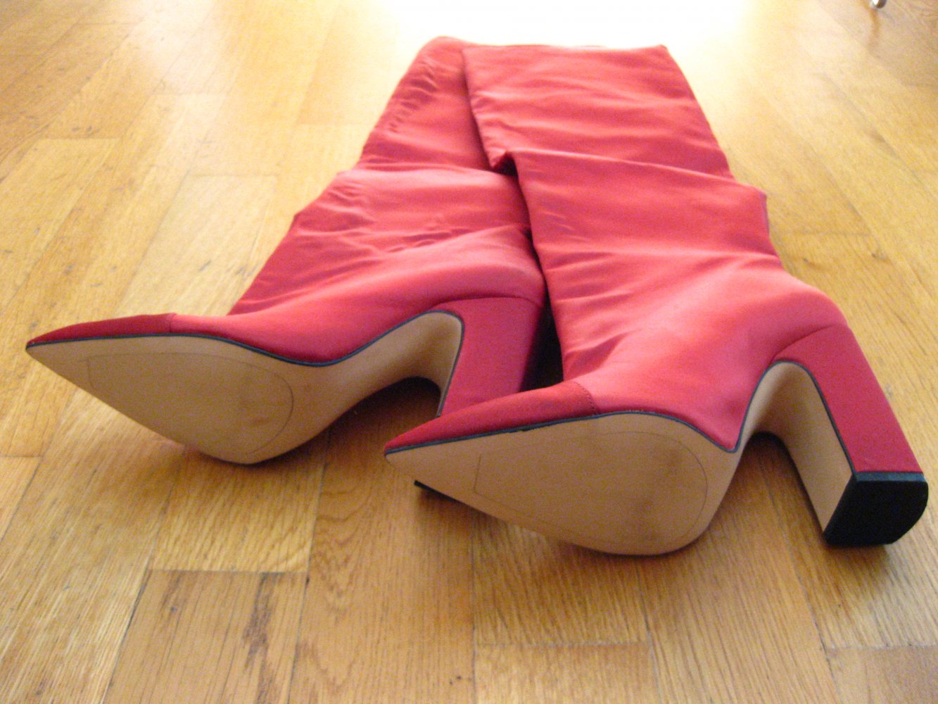 Zara Woman Blogger Satin Overknees High Heel Stiefel OTK bordeaux 39