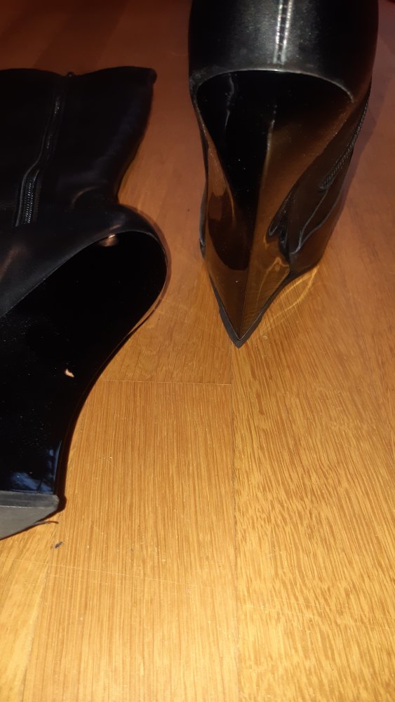 Fluevog Melrose Black Plateau Wedge Stiefel Vamp Gothic Keilabsatz US10 EU 40