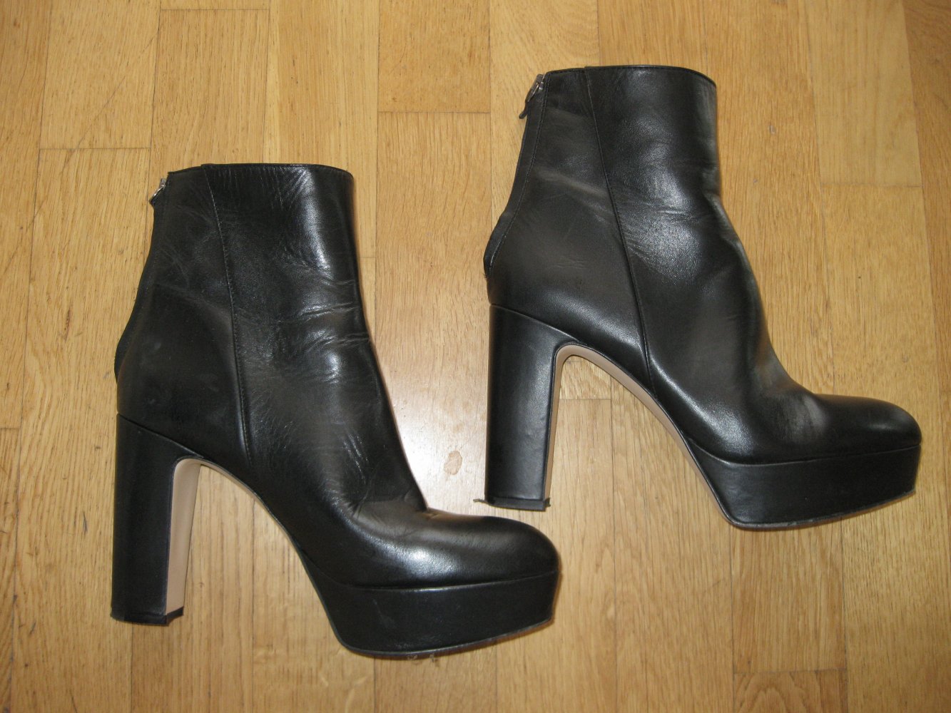 Zara Stiefeletten schwarz Plateau Leder 40