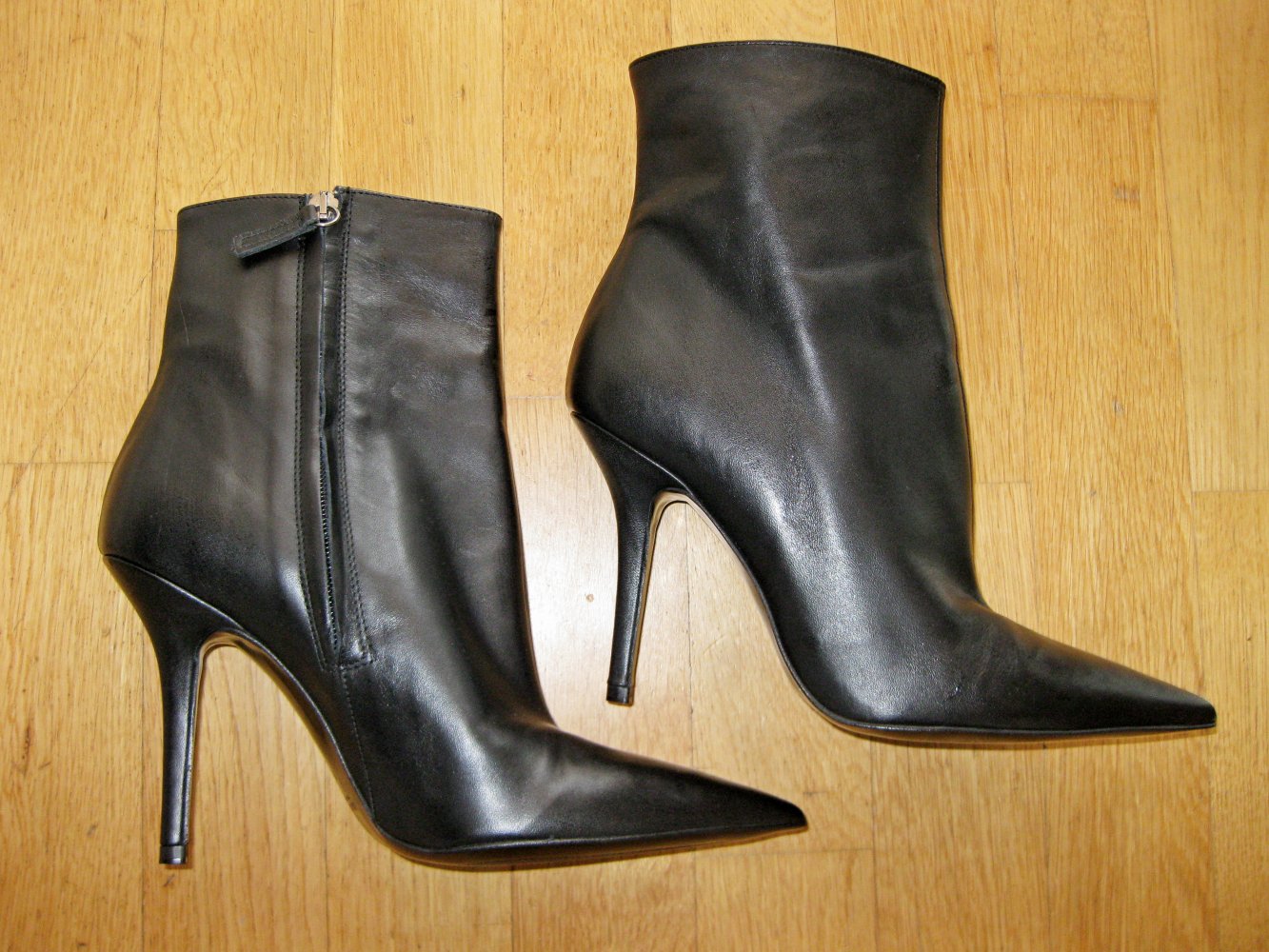 Zara Stiefeletten schwarz spitz Stiletto sexy Leder 40