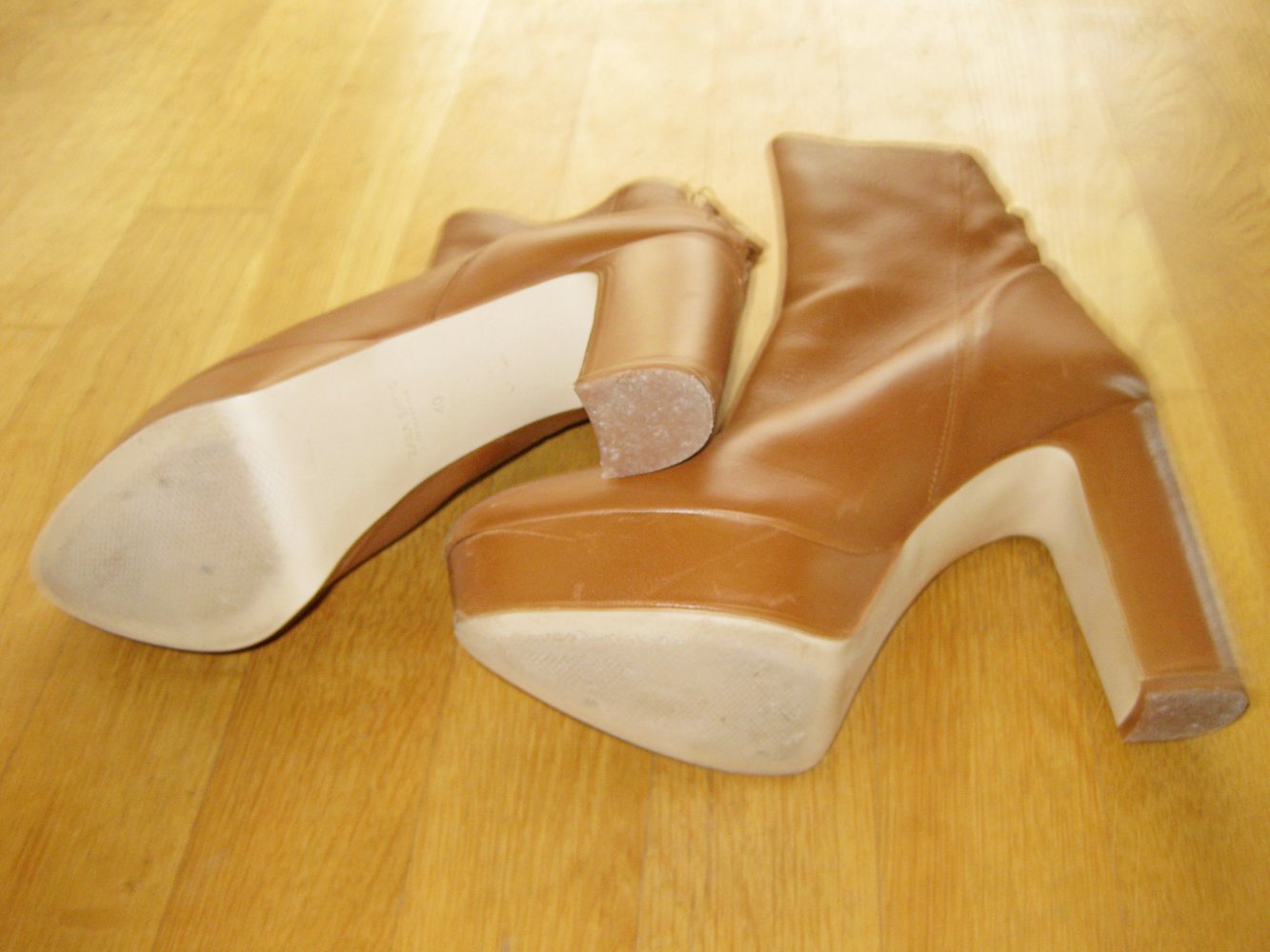 Zara Stiefeletten braun Plateau Leder 40