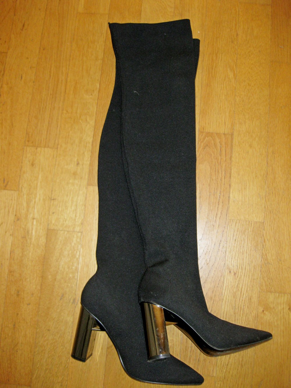 Zara Strumpf Overknee Stretch Schlupfstiefel schwarz 40