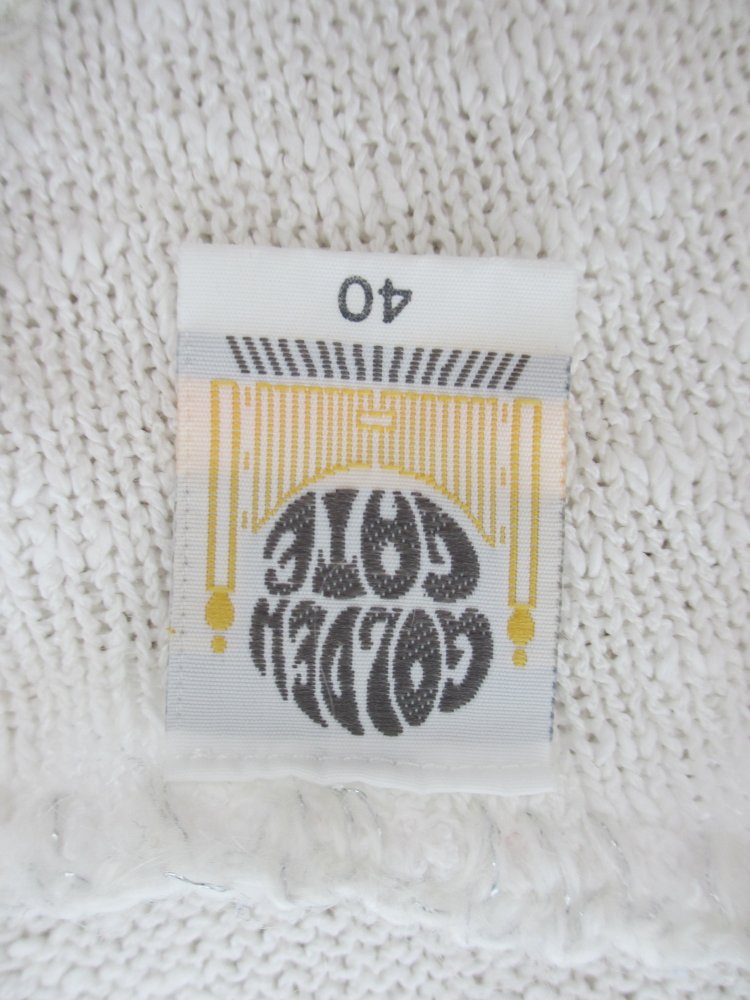 Vintage Strick-Shirt, Applikation, weiß - Gr. 40 / L