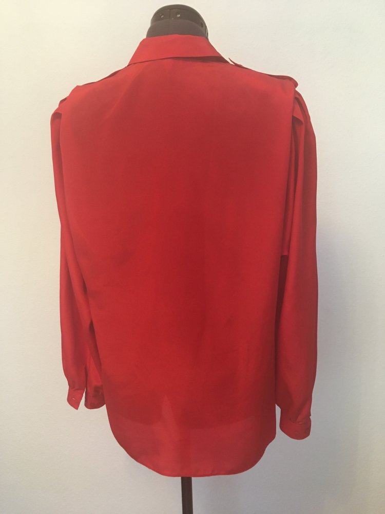 L'Estelle D'ore - Vintage Bluse, 100 % Seide - rot, Gr. M / 38