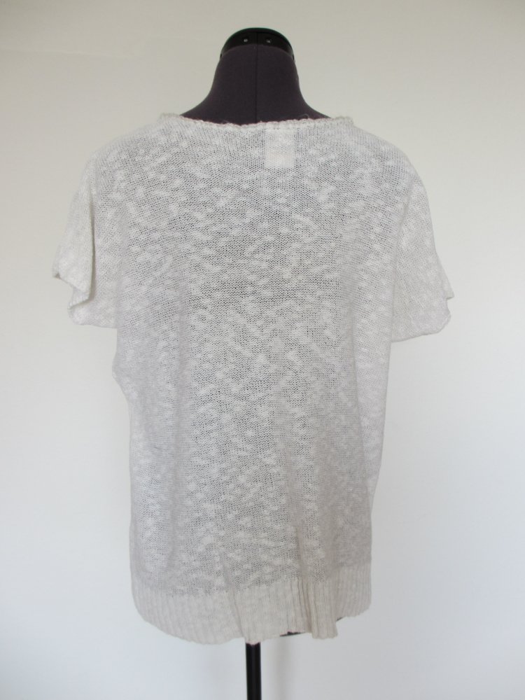 Vintage Strick-Shirt, Applikation, weiß - Gr. 40 / L