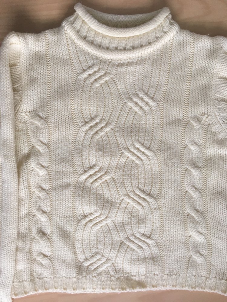 NEU - gemütlicher Strick Pullover mit Zopfmuster, weiß creme - Gr. S / 36