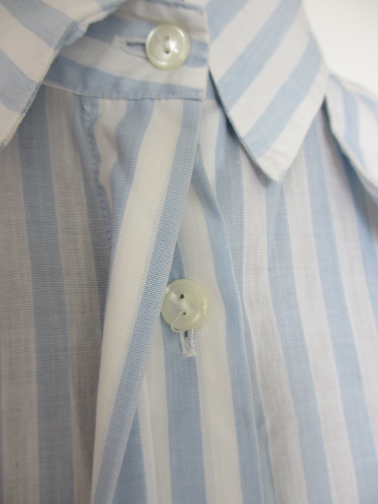 Vintage - Hemd / Hemdbluse mit verdeckter Knopfleiste von Hämmerle Sport, blau weiß - Gr. L / 40