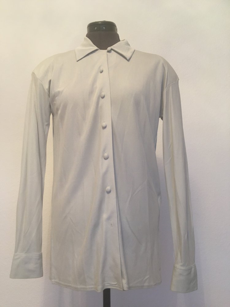 Elegance - Bluse / Hemdbluse, 100 % Seide, blau - Gr. 34 / XS