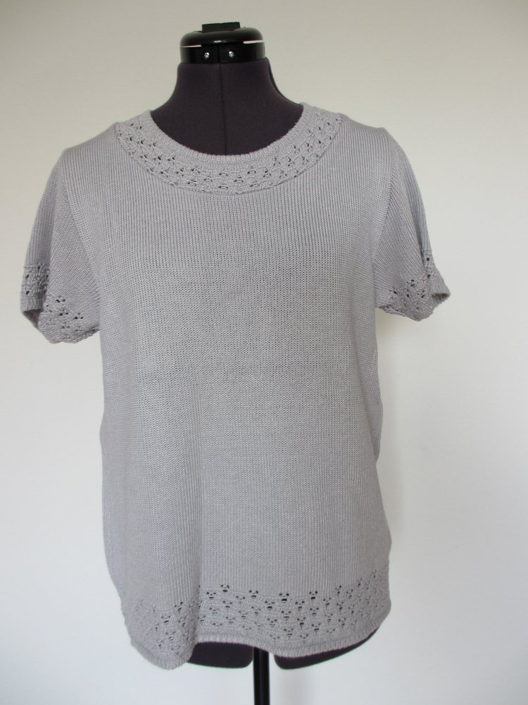 Vintage - Strick Shirt / T-Shirt, grau - Gr. 40 / L