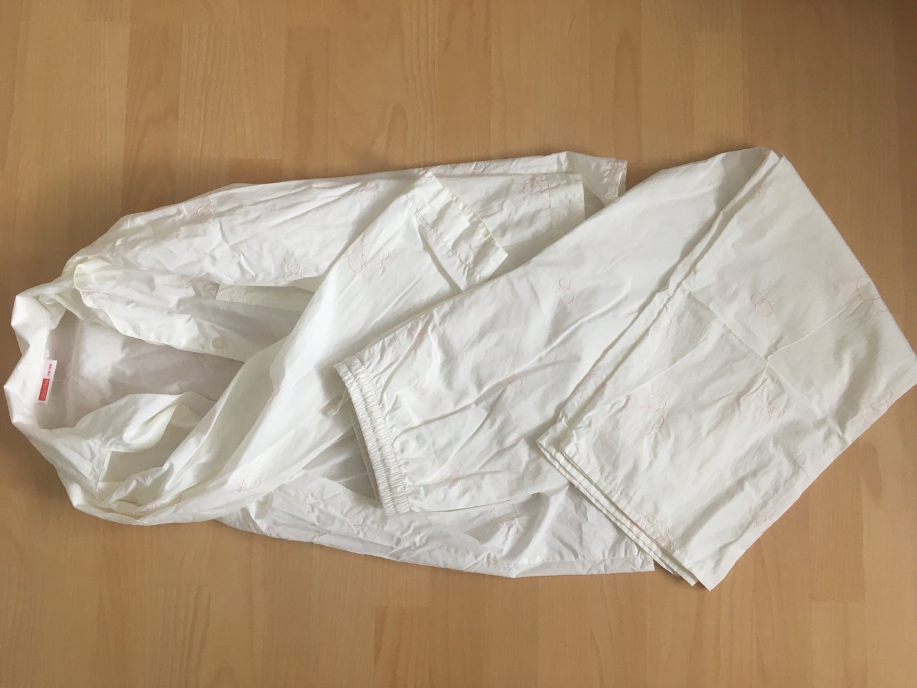 NEU - Desiree Pyjama Set, Hose + Oberteil, weiß pink - 100 % Baumwolle, Gr. S - M / 36 - 38