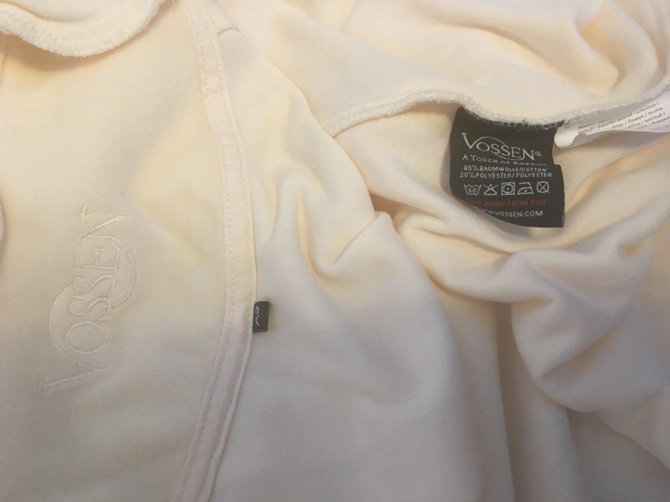 NEU - Vossen Bademantel / Morgenmantel mit Reißverschluss - weiß, Gr. 34 / XS