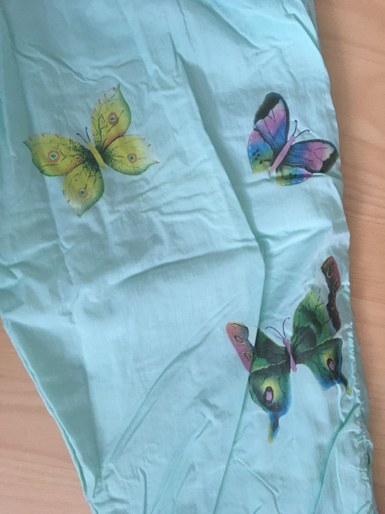 Vintage Benger Hose mit Schmetterlingen, türkis mintgrün - L / 40