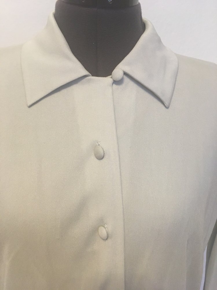 Elegance - Bluse / Hemdbluse, 100 % Seide, blau - Gr. 34 / XS