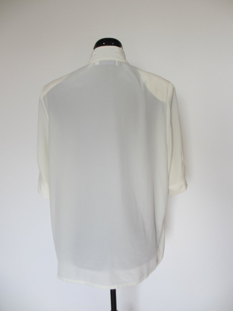 Vintage Hemd-Bluse mit goldenen Knöpfen und Applikationen, weiss creme gold -  Gr. 40 / L