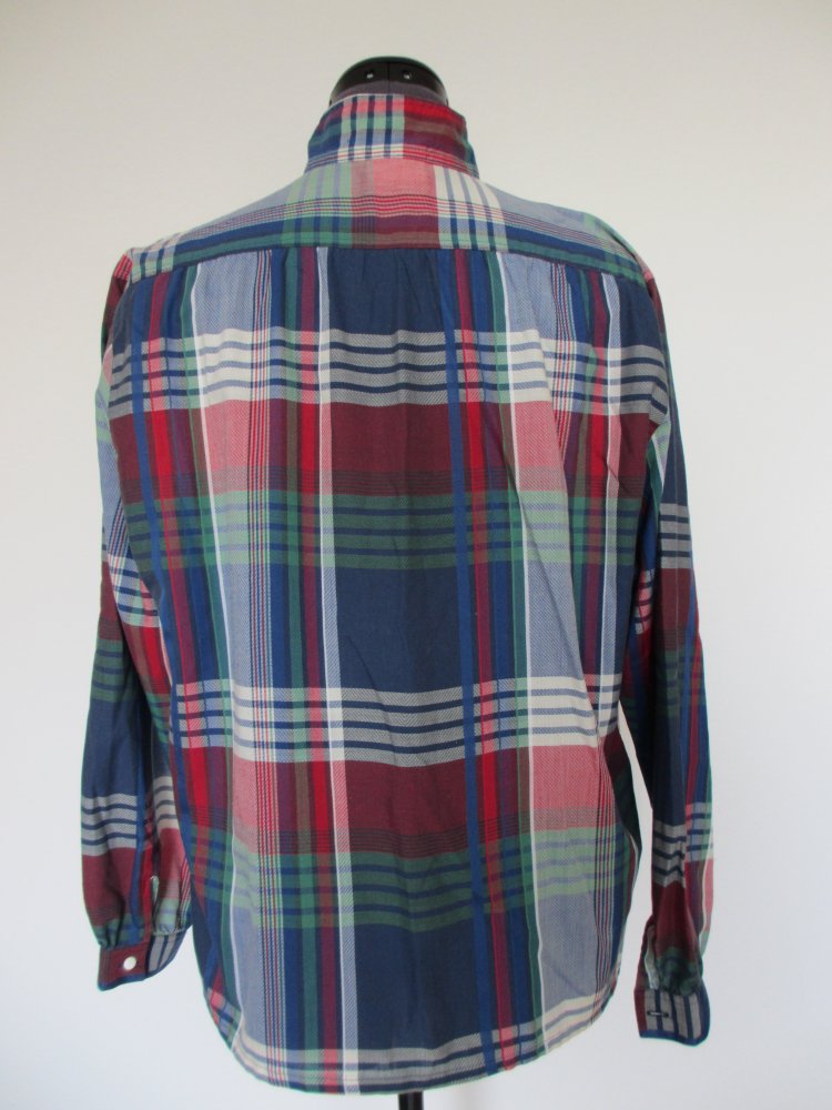 Vintage - Hemd / Hemdbluse kariert, rot blau weiß - Gr. L / 40