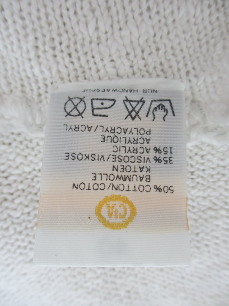 Vintage Strick-Shirt, Applikation, weiß - Gr. 40 / L