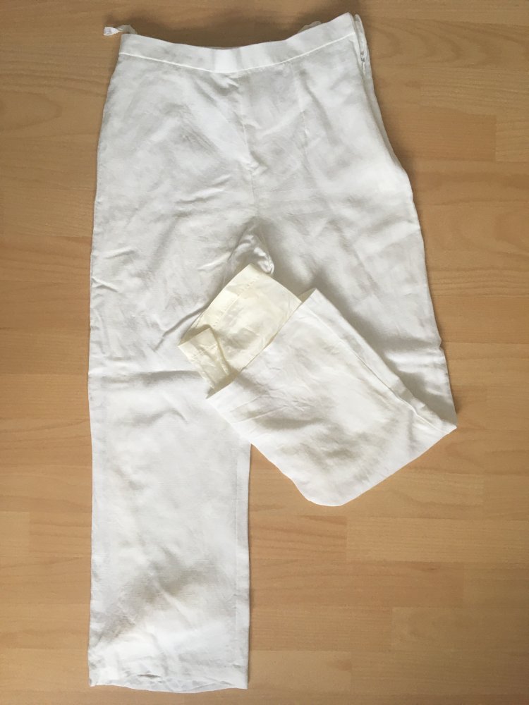 Alba Moda - elegante Hose / gefüttert, weiß / Viskose + Leinen, Gr. S / 36