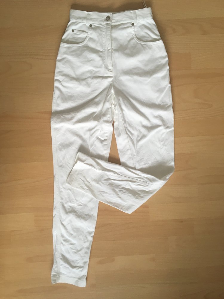 Apart Hose mit Ananas Stickerei und Glitzer, weiß silber grün - Gr. XS / 34