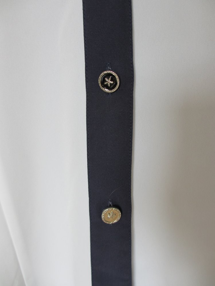 Vintage - Bluse, blau weiß - Gr. 40 / L