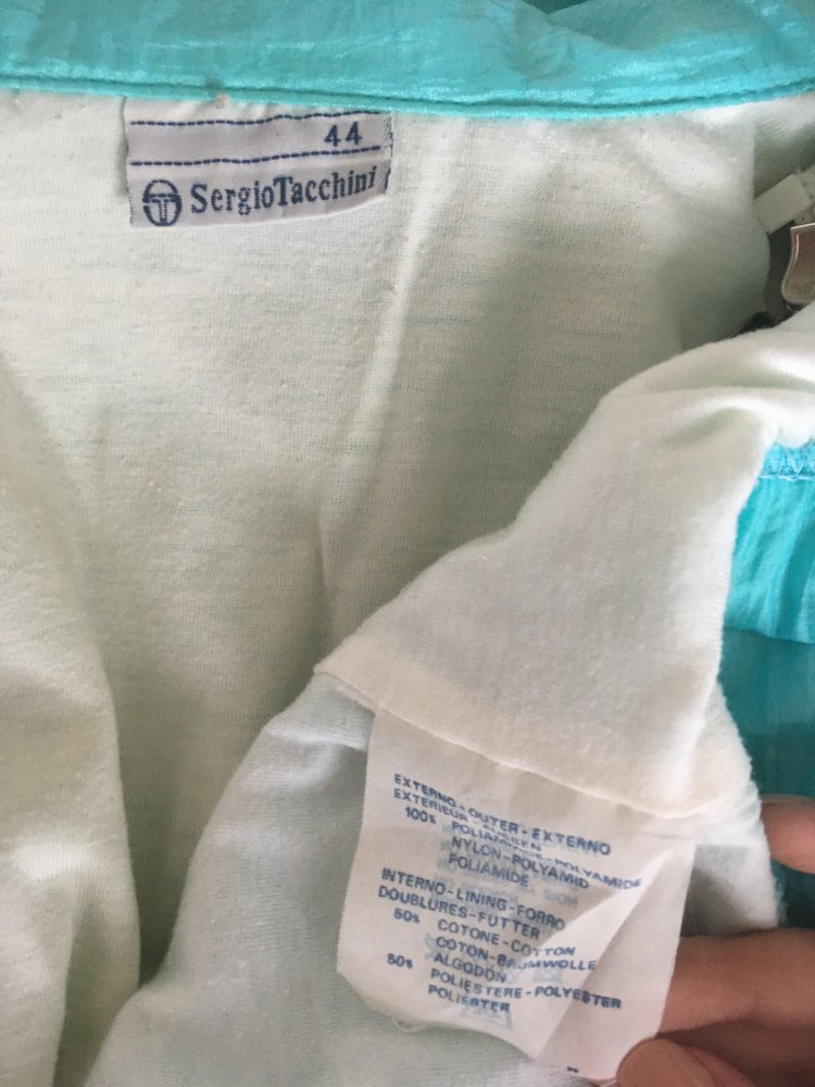 Vintage - Sergio Tacchini Jacke, türkis weiß - Gr. XXL / 44