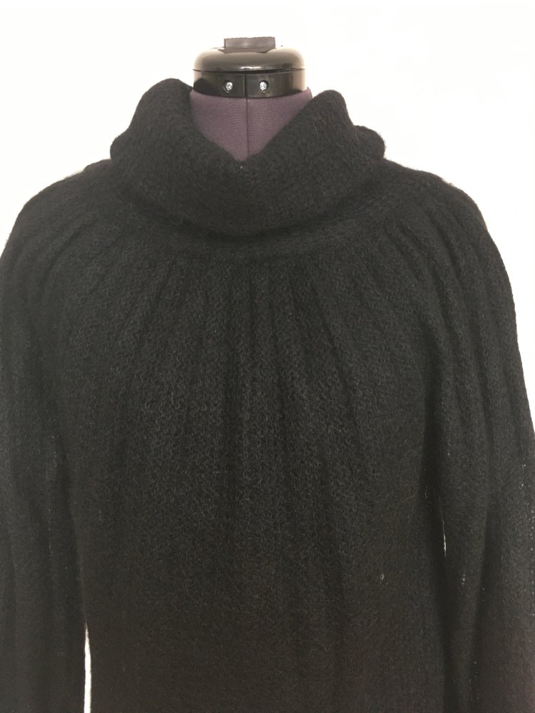 Strick rollkragen Pullover + Faltenlegung, schwarz - Gr. M / 38