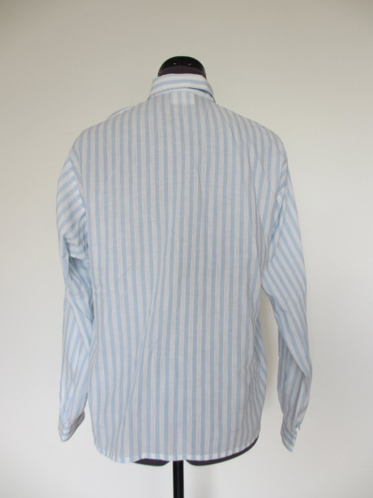 Vintage - Hemd / Hemdbluse mit verdeckter Knopfleiste von Hämmerle Sport, blau weiß - Gr. L / 40