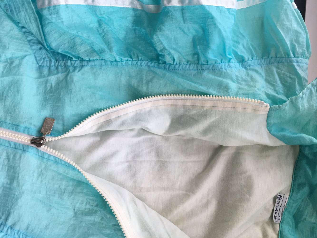 Vintage - Sergio Tacchini Jacke, türkis weiß - Gr. XXL / 44