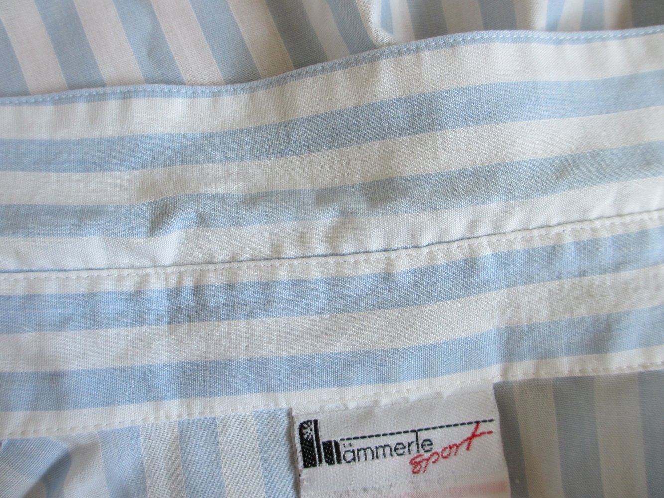 Vintage - Hemd / Hemdbluse mit verdeckter Knopfleiste von Hämmerle Sport, blau weiß - Gr. L / 40