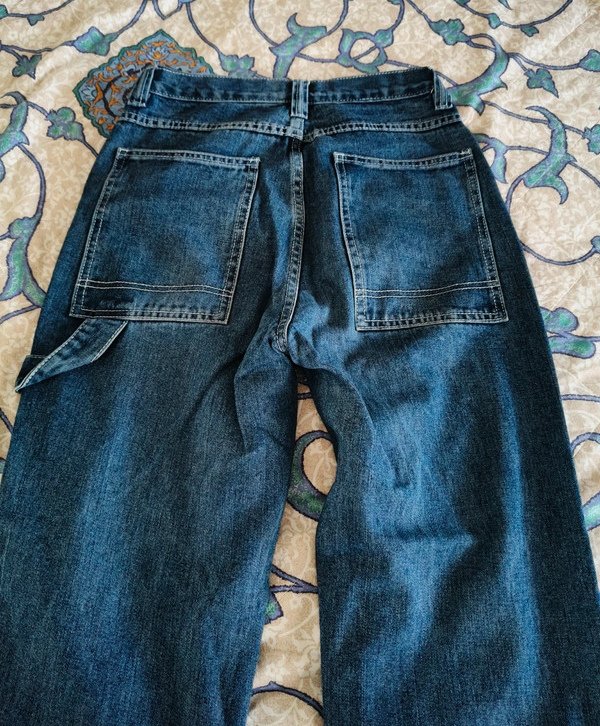 Worker Style Jeans, gerade geschnitten Gr. 38 wide leg