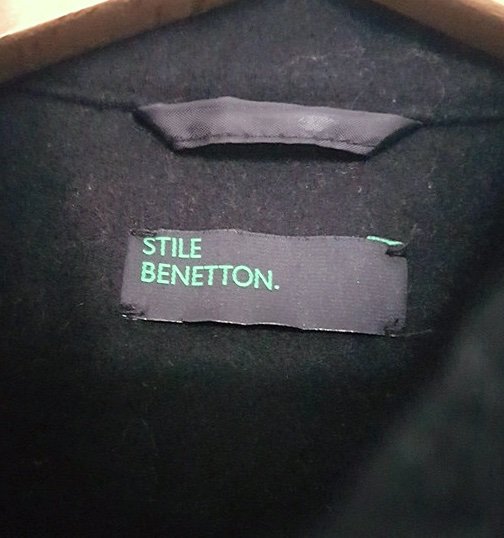 kurze, warme Wolljacke von Stile Benetton in schwarz, Bikerstil 36