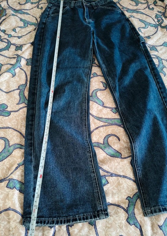 Worker Style Jeans, gerade geschnitten Gr. 38 wide leg