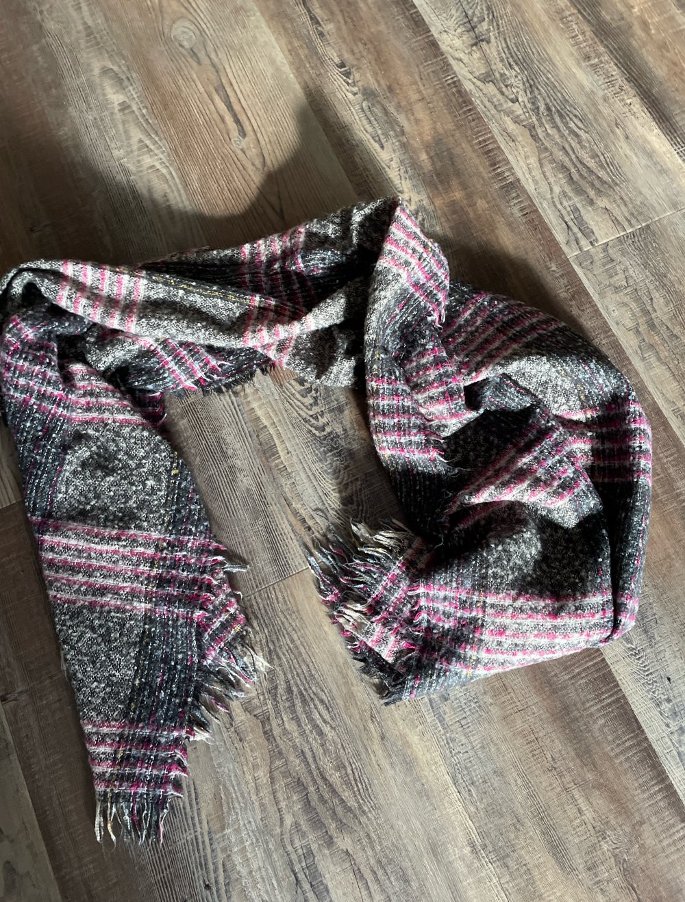 Strickschal grau/rosa